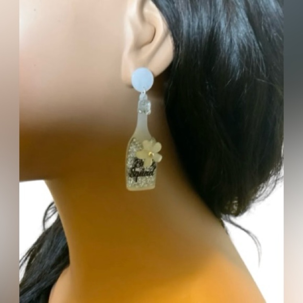 Bridal Squad Bottle Acrylic Earrings